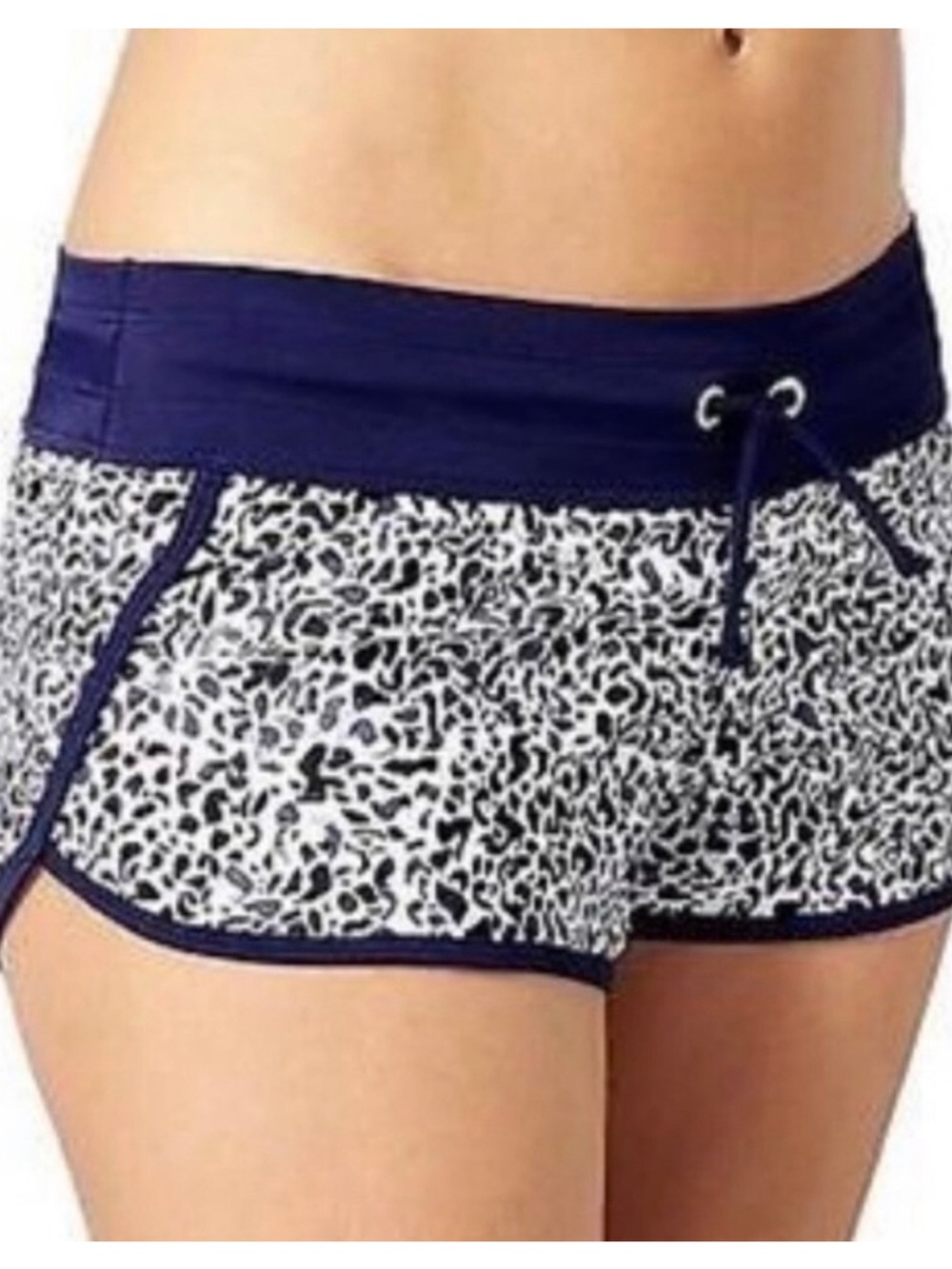 Athleta Zimbabwe Kata Swim Shorts Navy Blue and White Size XL
